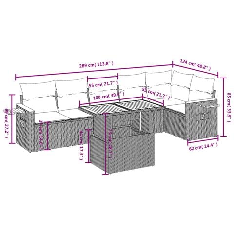 Set Divani Da Giardino Con Cuscini 7pz Nero Polyrattan - Foto 2