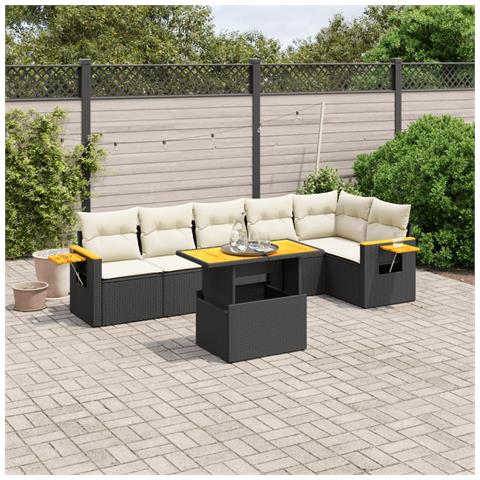 Set Divani Da Giardino Con Cuscini 7pz Nero Polyrattan - Foto 3
