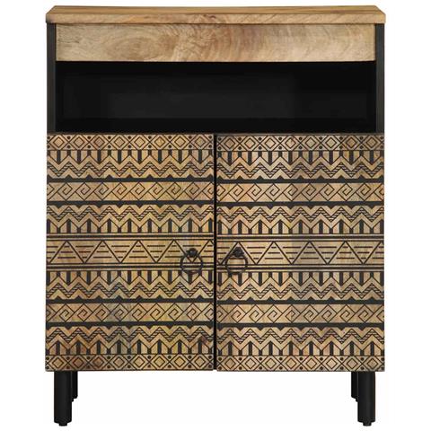 Credenza 60x33,5x75 Cm In Legno Massello Di Mango Grezzo - Foto 3