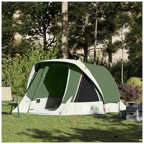 Tenda da Campeggio a Cabina per 4 Persone Verde Impermeabile - Foto 1