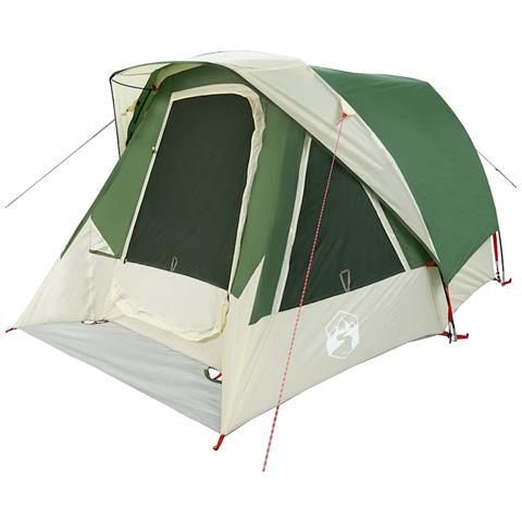 Tenda da Campeggio a Cabina per 4 Persone Verde Impermeabile - Foto 9