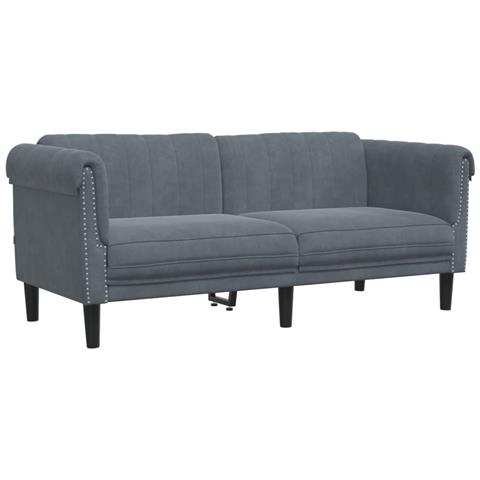 Divano A 2 Posti Grigio Scuro In Velluto - Foto 2