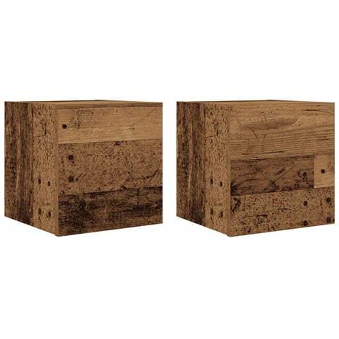 Mobili Porta Tv A Parete 2pz Legno Antico 30,5x30x30 Cm - Foto 2