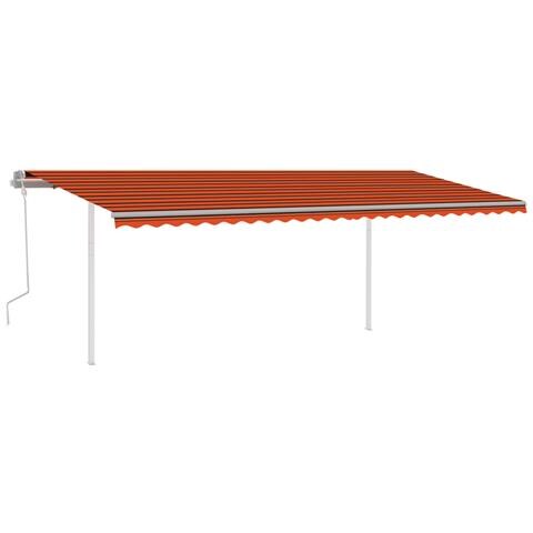 Tenda Da Sole Retrattile Manuale Con Pali 6x3 M Arancio Marrone - Foto 1