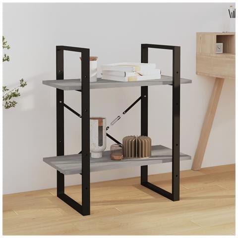 Libreria A 2 Ripiani Grigio Sonoma 60x30x70cm Legno Multistrato - Foto 8