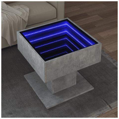 Lusso Casadino -  Tavolino Salotto Con Led Grigio Cemento 50x50x45 Cm Multistrato - Foto 8