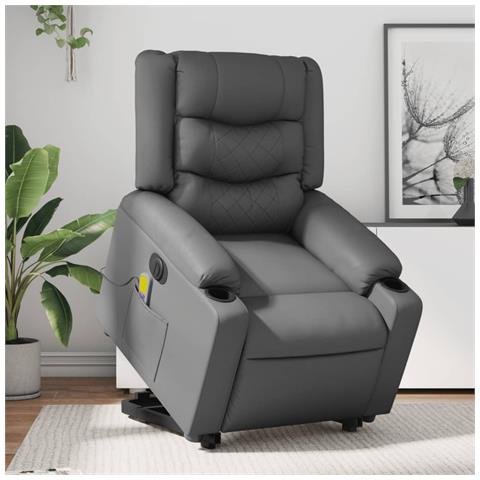 Lusso Casadino - Poltrona Alzapersona Elettrica Reclinabile Grigio In Similpelle - Foto 8