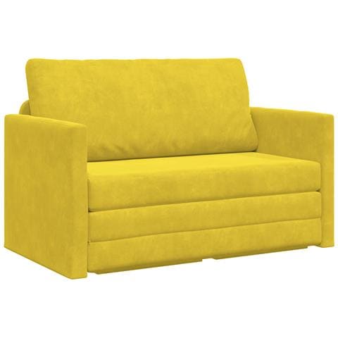 Divano da pavimento letto 2-in-1 Giallo 124x204x61 cm Velluto - Foto 1