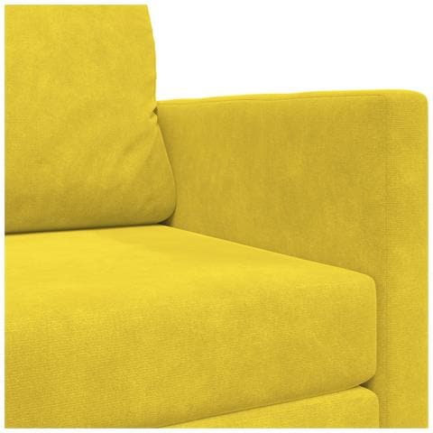 Divano da pavimento letto 2-in-1 Giallo 124x204x61 cm Velluto - Foto 9