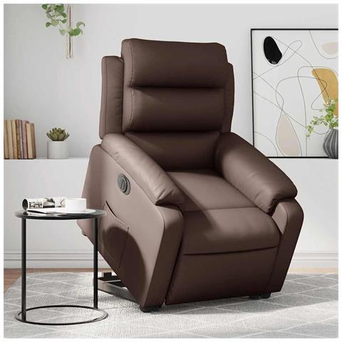 Poltrona Alzapersona Reclinabile Marrone in Similpelle - Foto 2