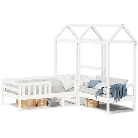 Giroletto con Panca e Tetto Bianco 75x190cm Legno Massello Pino - Foto 1
