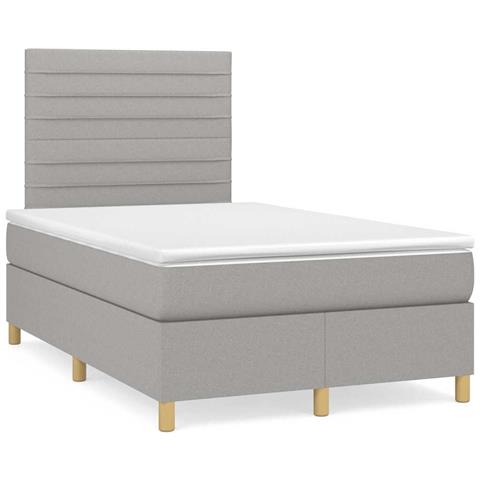 Letto a Molle Materasso e LED Grigio Chiaro 120x190 cm Tessuto - Foto 2