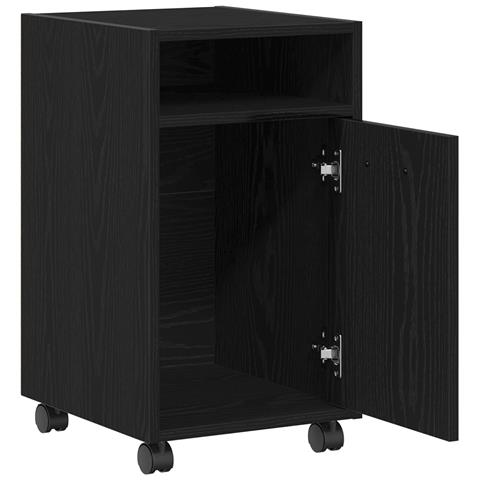 Armadio laterale  con ruote in rovere nero 33x38x60 cm in legno ingegnerizzato - Foto 1