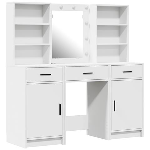 Set da toeletta 3 pezzi in legno ingegnerizzato bianco - Foto 1