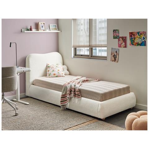 Letto Contenitore Bouclé Blagnac 90 X 200 Cm Bianco Sporco - Foto 1