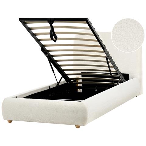 Letto Contenitore Bouclé Blagnac 90 X 200 Cm Bianco Sporco - Foto 2