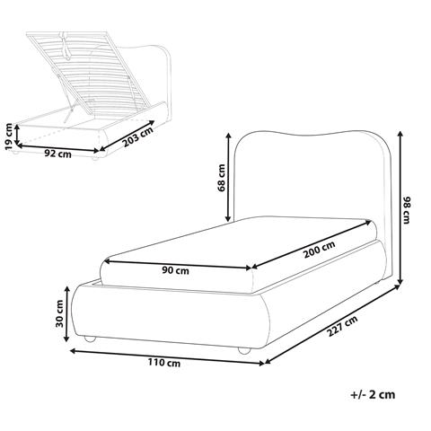 Letto Contenitore Bouclé Blagnac 90 X 200 Cm Bianco Sporco - Foto 7