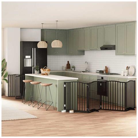 Cancello Cani Porta Pieghevole Nero 10 Pannelli 800 cm Pioppo - Foto 2