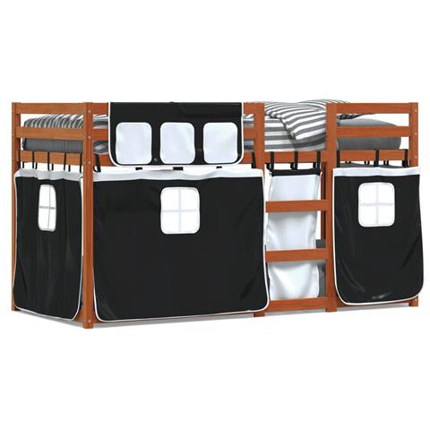 Letto a Castello senza Materasso Bianco e Nero 90x200cm in Pino - Foto 1