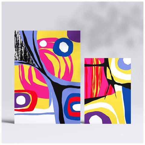 Set Di 6 Stampe Forme Vibranti In Dipinti Decorativi Estetici Astratti Colorati Per Il Tuo Soggiorno, Camera Da Letto, Casa A3 & A4 Senza Cornice - Foto 2