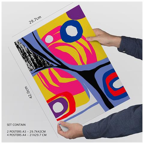 Set Di 6 Stampe Forme Vibranti In Dipinti Decorativi Estetici Astratti Colorati Per Il Tuo Soggiorno, Camera Da Letto, Casa A3 & A4 Senza Cornice - Foto 4
