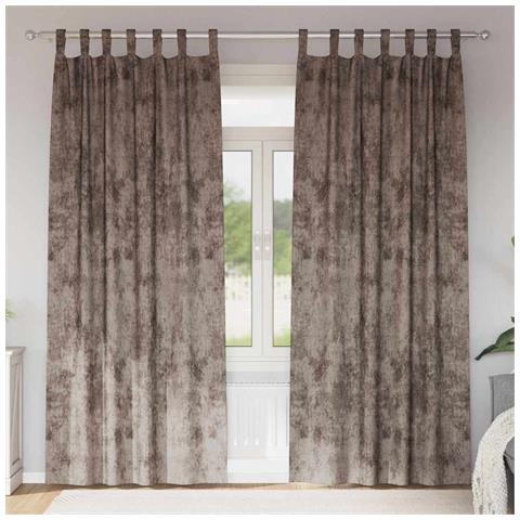 Tenda con tende 2 pcs Cappuccino 245 x 140 cm Velluto - Foto 2