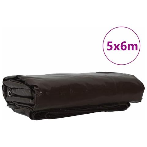 Telo 650g / m² Marrone 5 x 6 m Tela con rivestimento in PVC - Foto 2