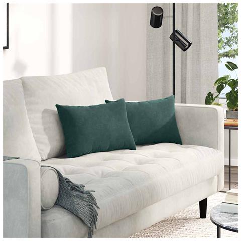 Cuscini da Divano 2 pcs Verde scuro 50 x 30 cm Tessuto in Cords - Foto 2