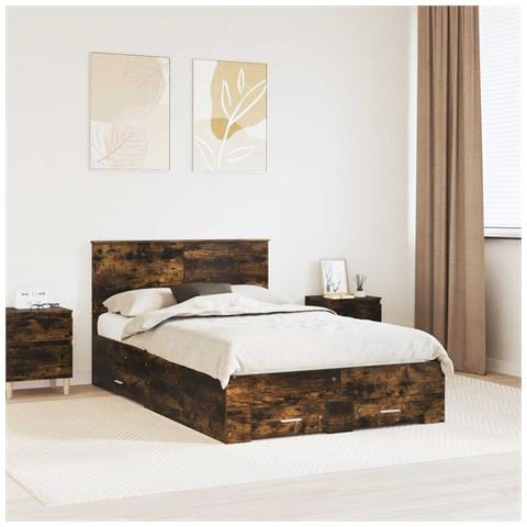 Struttura del letto Rovere fumé 135 x 190 cm Legno multistrato - Foto 2