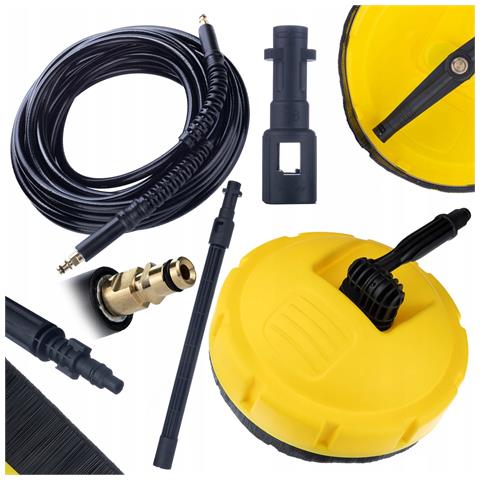 Set Di Accessori Per Idropulitrice Compatibile Con Kärcher K2-k7 - Spazzola T-racer E Tubo Alta Pressione 10m, Sistema Click-click - Foto 1
