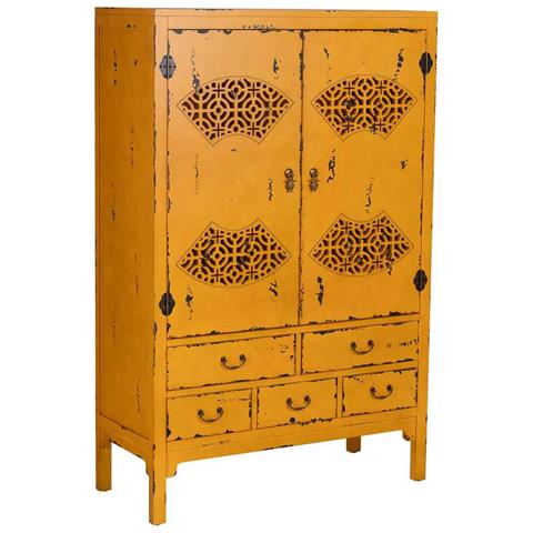 Armadio In Legno Invecchiato Giallo 96x40x150h Cm - Foto 1