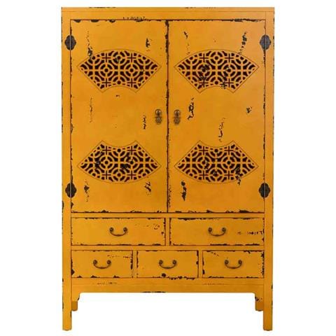 Armadio In Legno Invecchiato Giallo 96x40x150h Cm - Foto 2