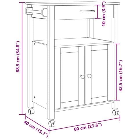 Carrello da Cucina MONZA Nero 60 x 40 x 88,5 cm - Foto 9