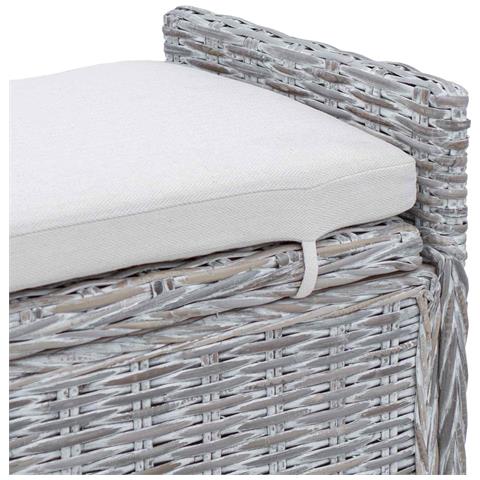 Panchina con contenitore Bianco Lavato 110 x 40 x 50 cm Rattan - Foto 9