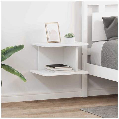 Comodino 2 pcs Bianco 40 x 30 x 25 cm Legno multistrato - Foto 2