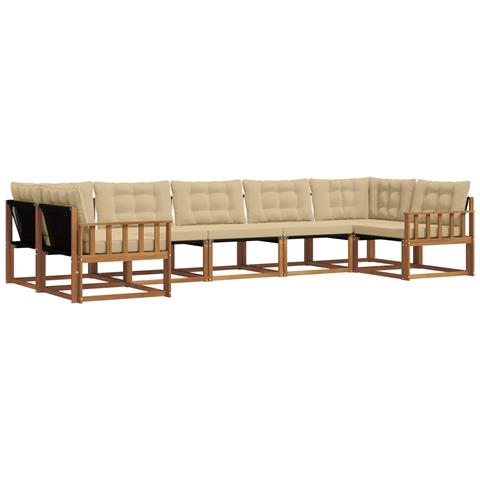Set di divani da esterno con cuscino 7 pcs Naturale e Beige - Foto 1