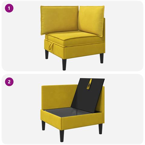 Divano con Stoccaggio Giallo Velluto - Foto 9