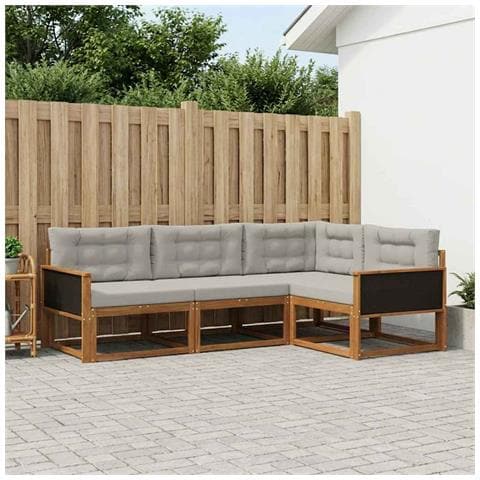 Set di divani da esterno 4 pcs Naturale e Grigio chiaro - Foto 2