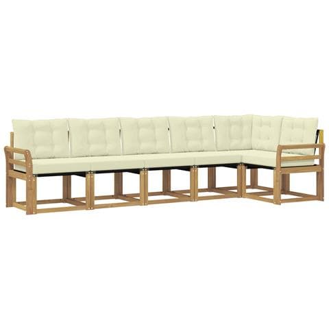 Set di divani da esterno con cuscino 6 pcs Bianco e Crema - Foto 1