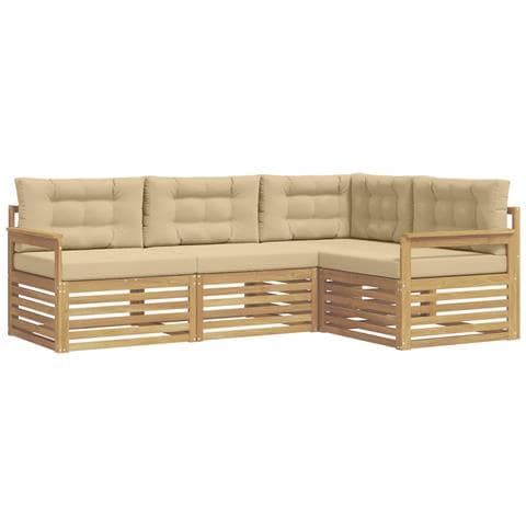 Set di divani da esterno 5 pcs Bianco e Beige Poliestere - Foto 1