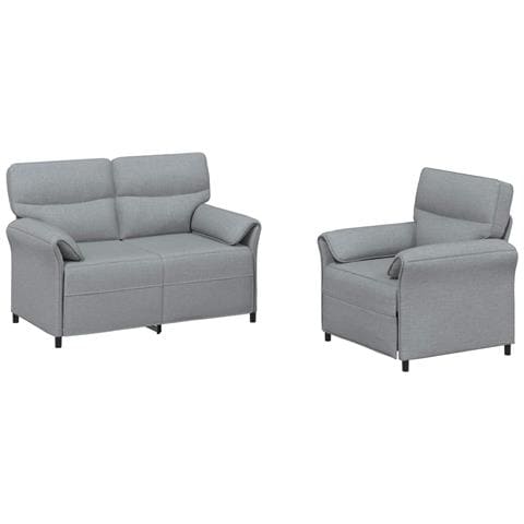 Set di divani 2 pz Grigio Chiaro Tessuto - Foto 1