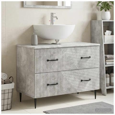Armadio per Lavabo da Bagno HAARLEM Grigio Cemento - Foto 2