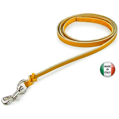 Guinzaglio in cuoio di bufalo 200x1,3 cm con moschettone colore arancio - Foto 2