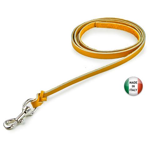 Guinzaglio in cuoio di bufalo 200x1,3 cm con moschettone colore arancio - Foto 1