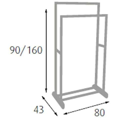 Stand Appendiabiti Allungabile Telescopico Doppio Con Ruote 80x43x90/160cm - Foto 3