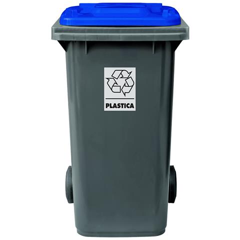 Bidone per la raccolta differenziata grande 240 lt condominio hotel ristoranti certificato UNI EN840 per rifiuti e riciclo blu - Foto 2