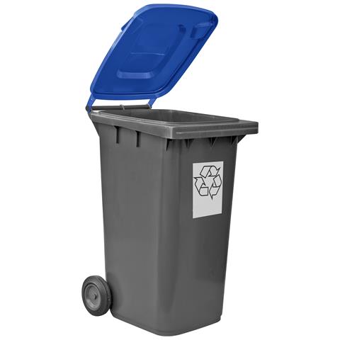Bidone per la raccolta differenziata grande 240 lt condominio hotel ristoranti certificato UNI EN840 per rifiuti e riciclo blu - Foto 1