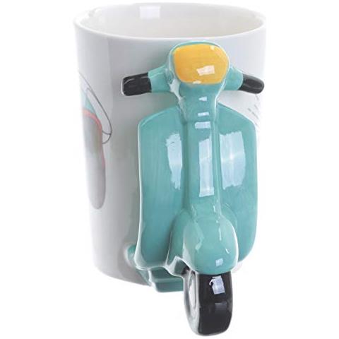 Tazza Ceramica Scooter Retrò Tazza Con Manico 3d, Ceramica, Verde - Foto 2