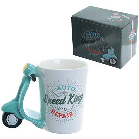 Tazza Ceramica Scooter Retrò Tazza Con Manico 3d, Ceramica, Verde - Foto 4