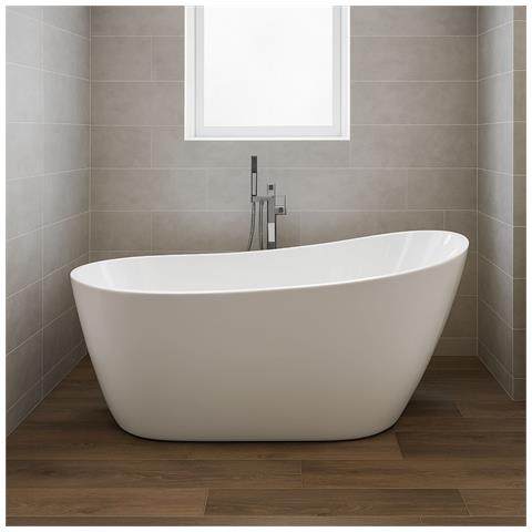 Vasca Da Bagno Freestanding Ovale Acrilico Bianco Lucido 3 Misure H 72 Cm *** Misure : L170xh72xp80 - Foto 4